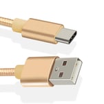 NWNK13 USB C CableType C Fast Charging Cable for Sony Xperia L1 L2 L3 ultra Nylon Braided Android Phone Charger Lead Wire Sync Cord gold 2mt