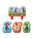 Super Mario Candles Children Birthday Party Celebrations 4 Pieces in Pack Age 3+