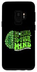 Coque pour Galaxy S9 Be kind To Your Mind Green Ribbon Brain Retro Groovy Woman