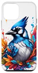 Coque pour iPhone 12 mini Écran anti-éclaboussures coloré Blue Jay Portrait
