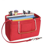 Soyizom Felt Bag Organiser Insert Handbag for Women,Travel Makeup Handbag Organiser Insert Bag Liner for Tote with Handles Keychain(Medium,red)