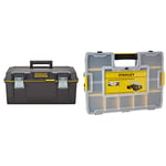 STANLEY FATMAX Waterproof Toolbox Storage with Heavy Duty Metal Latch, Portable Tote Tray for Tools and Small Parts, 23 Inch, 1-94-749 & 1-94-745 Sort Master Seal Tight Professional Organiser