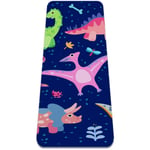 Yoga Mat - Cartoon colorful dinosaur - Extra Thick Non Slip Exercise & Fitness Mat for All Types of Yoga,Pilates & Floor Workouts