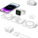 3 in 1 Wireless Charging Station, BOCLOUD Fast Mag-Safe Charger Stand White 