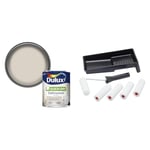 Dulux Quick Dry Satinwood Paint For Wood And Metal - Egyptian Cotton 750Ml & Fit For The Job 7 pc Foam Mini Paint Roller Set for Painting with Gloss & Satin