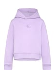 Ck Logo Boxy Hoodie Tops Sweat-shirts & Hoodies Hoodies Purple Calvin Klein
