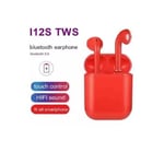 Nya I12 Tws Red Bluetooth Hörlurar Med Powerbank