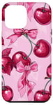 iPhone 15 Plus Cherry Pink Bow Coquette Cute Soft Girl Aesthetic Case