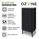 Tower Ozone Sensor Bin with Legs, Large 65L, Hands Free, Black T938022BLK 
