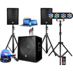 PACK SONO DJ ENCEINTE +CAISSON DE BASSES USB Bluetooth +PIEDS +CABLES HP/PC offerts, 4 PAR LED, TRÉPIED, TÉLÉCOMMANDE, PLUG&PLAY