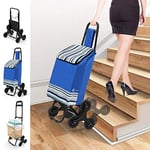 VOUNOT Folding Shopping Trolley on 6 Wheels, Stair Climbing Shopping Cart, Grocery Trolley, Blue