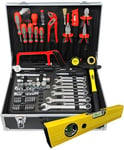 Famex 759-63 Mallette à outils en aluminium remplie de 126 pièces | Mallette solide en aluminium avec kit d'outils | Boîte à outils complète | Boîte à outils