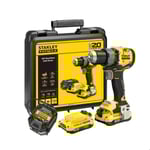 STANLEY FATMAX V20 Borrskruvdragare 80 Nm Borstlös - Lithium 18V - 2 Batterier 2 Ah - SFMCD725D2K-QW