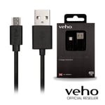 VEHO 0.2M/0.7FT PEBBLE USB-A TO MICRO-USB UNIVERSAL CHARGE AND SYNC CABLE BLACK