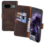 Case for Google Pixel 8a Case Book Case Genuine Leather Cover Antique Braun