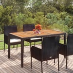 vidaXL Trädgårdsbord med träskiva svart 150x90x75 cm konstrotting 319901