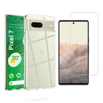 Google Pixel 7 5G : Coque TPU Invisible arrière Transparente ET Protection écran vitre - Accessoires Pochette Case - Neuf