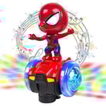 Superhjälte 360 Graders Rotationsrobot Leksak Spiderman Actionfigurer Elektrisk Bil & Dock Interaktiv Belysning & Ljudleksaker Pojkar Flickor Present