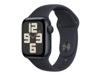Apple Watch SE (GPS) - 2a generation - 40 mm - midnattsaluminium - smart klocka med sportband - fluoroelastomer - midnatt - bandstorlek: M/L - 32 GB - Wi-Fi, Bluetooth - 26.4 g