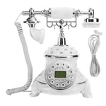Heayzoki Vintage Telephone,European Style Vintage Antique Old Telephone With Embed Rhinestones,FSK and DTMF Home Landline Corded Telephone Support Hands-free,White