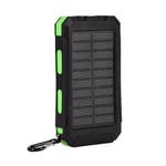 Solar Power Bank, 10000mAh Waterproof Portable Solar Phone Charger DIY Kit, with Flashlight/Compass, Dual USB Port, Fast Charge, for Cell Phones(green)