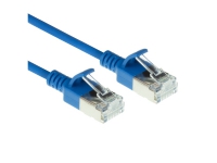 ACT Blue 0.15 meter LSZH U/FTP CAT6A datacenter slimline patch cable snagless with RJ45 connectors