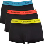 Calvin Klein Cotton Stretch 3 Pack Low Rise Trunk, Black With Blue/orange/yellow