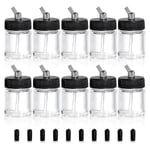 10-pack glasburk airbrush-flaskor kit, 22cc tomma airbrush-burkar, transparent airbrush-färgförvaringsburk med [DB] Transparent