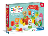 Clementoni - 17884 - Soft Clemmy - Baby Happy Farm - Set de Construction de Petite enfance, Briques Douces Clemmy, Blocs Enfants 6 Mois, Jeu sensoriel, Lavable, fabriqué en Italie
