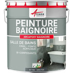 Arcane Industries - Peinture baignoire et lavabo - Résine de rénovation pour émail, acrylique et fonte 1 kg (jusqu'à 3 m² en 2 couches) Gris fer