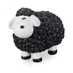 Relaxdays Statue de Jardin Mouton Balcon terrasse décoration céramique intérieur extérieur, Noir, 33 x 24 x 44cm