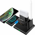 BISBISOUS Chargeur sans fil 4 en 1, station de charge rapide certifiée Qi pour iPhone, Samsung, huawei, Apple Watch, AirPods, crayon (noir) Bisbisous
