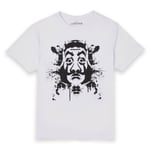 Money Heist Dali Mask Paint Splatter Unisex T-Shirt - White - XL - White