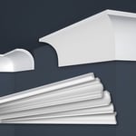 Moulures en stuc blanc et clair, coffrage XPS Styropor, paquets d'épargne Marbet Series-E: E-13 / 68x78mm, Motif d'environ 20 cm