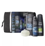 Dove Men Care Restore Clean Comfort Bath & Body 4Pcs Gift Set for Him w/ Washbag