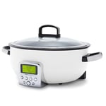 GreenPan Elite Essential Smart Electric 5.6L Skillet Pot, Easy Sear Saute Stir-Fry & Rice Cooker Presets, PFAS-Free Healthy Ceramic Non-Stick, Dishwasher Safe Parts, LED Display, Cloud Cream