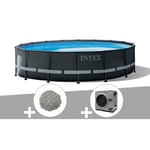 Kit piscine tubulaire Intex Ultra xtr Frame ronde 4,88 x 1,22 m + 20 kg de zéolite + Pompe à chaleur