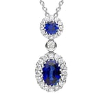 18ct White Gold 0.75ct Sapphire 0.20ct Diamond Drop Necklace