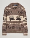 Polo Ralph Lauren Wool Knitted Half-Zip Sweater Medium Brown