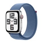 Apple Watch SE GPS + Cellular 44 mm hopea alumiinikuori, Talvensininen Sport Loop -ranneke