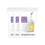 simplehuman CW0255 code E Custom Fit Bin Liner Bulk Pack, White Plastic (3 Pack of 20, Total 60 Liners)