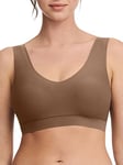 Chantelle Women's Soft Stretch Padded V-Neck Bra Top, Cocoa Brown, M/L
