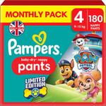 Pampers Baby-Dry Nappy Pants Paw Patrol Edition Size 4, 180 Nappies, 9-15kg, Mo