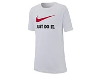 Nike B NSW Tee JDI Swoosh T-Shirt à Manches Courtes Homme Blanc - Rouge Universitaire FR : S (Taille Fabricant : S)