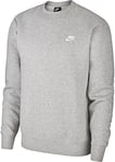 Nike Mens' Nike Sportswear Club Crew Long Sleeved T-Shirt, Dk Grey Heather/(White),Small