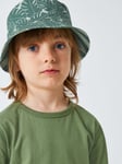 John Lewis Kids' Leaf/Stripe Reversible Bucket Hat, Green/Multi