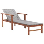 Transat chaise longue bain de soleil lit de jardin terrasse meuble d exterieur resine tressee et bois d acacia massif gr