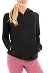 M17 Womens Ladies Solid Full Zip Textured Honeycomb Stretchy Sportswear Gym Running Yoga Jacket (S, Black)