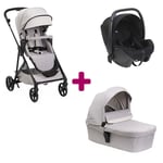 Chicco Pack poussette trio Seety Florence beige + coque Kory essential black nacelle seety florence