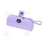 INN Externt batteri 5000mAh USB C PD 3.0A bärbar powerbank med LED-display och inbyggd typ-C kabel powerbank för telefon